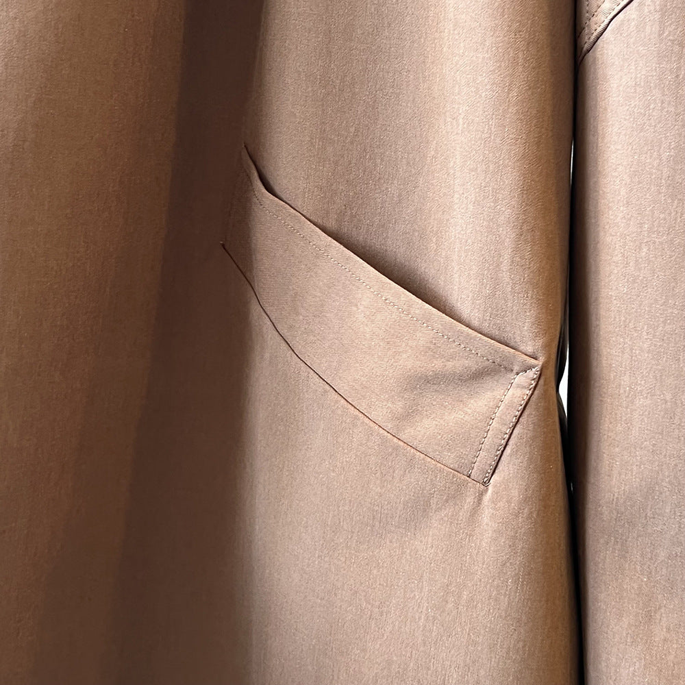 Retro Notch Lapel Single-Button Mid-Length Coat