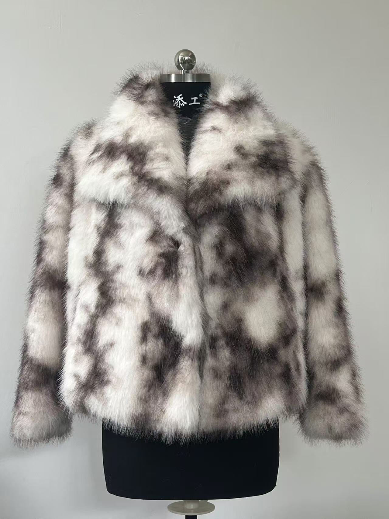 Faux Fur Oversized Shawl Collar Coat