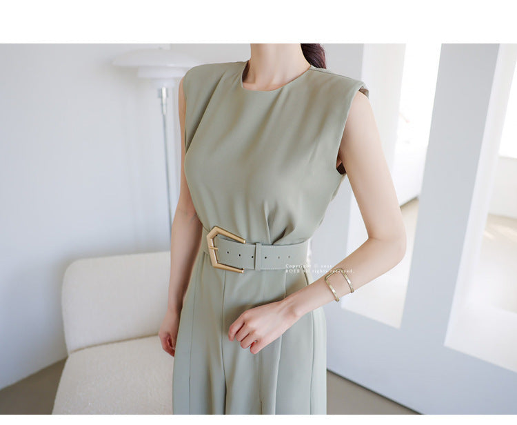 Summer Split Front Sleeveless Elegant Women Jumpsuits
