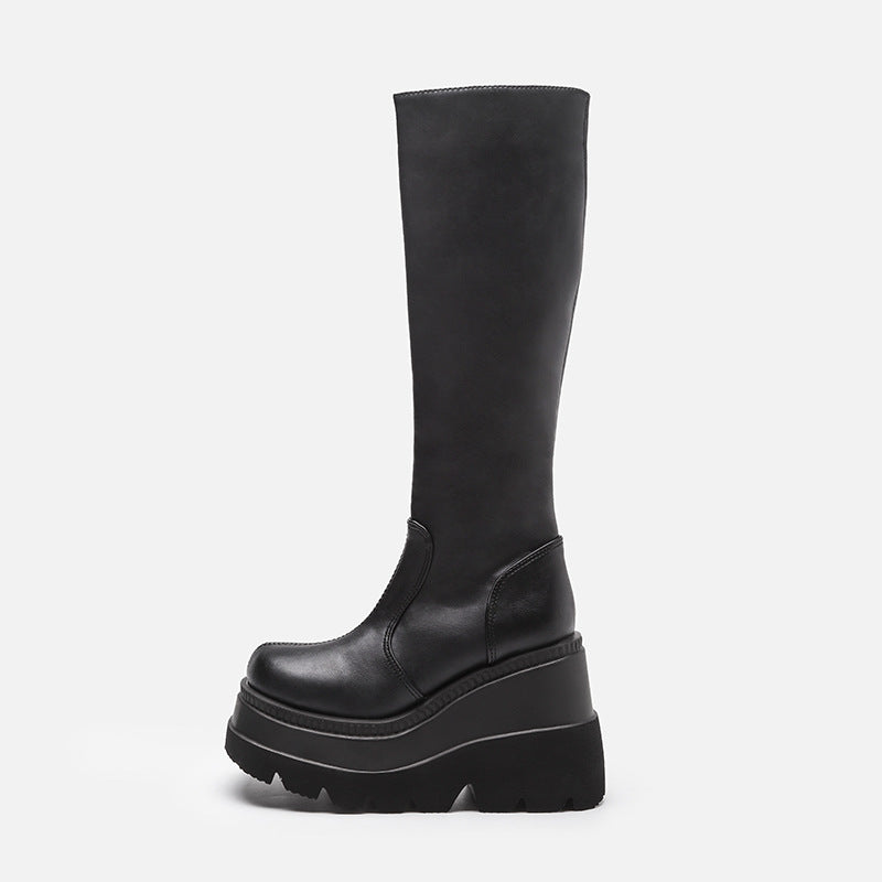 Gothic Wedge Heel Platform Combat Boots