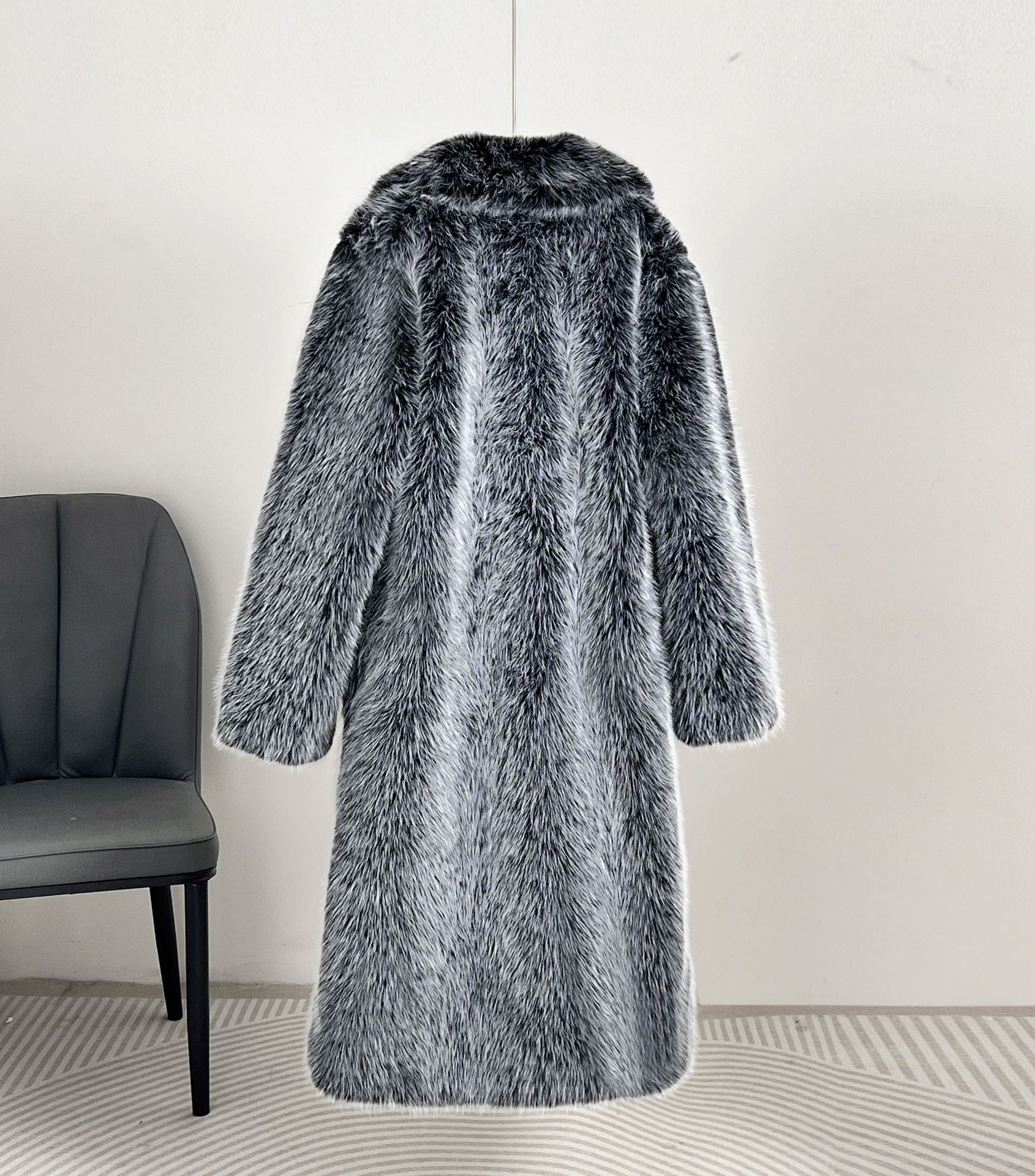 Women's Long Faux Fur Coat – Winter & Autumn Oversized Blazer Collar Jacket