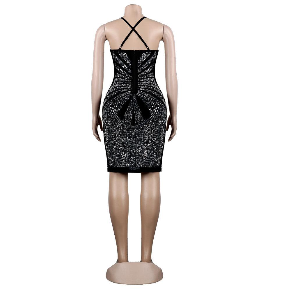 Sexy Deep V Neck Diamond Party Dresses-Dresses-Free Shipping at meselling99