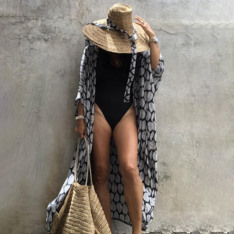 Summer Sun-proof Leaf Print Bikini Cover Ups