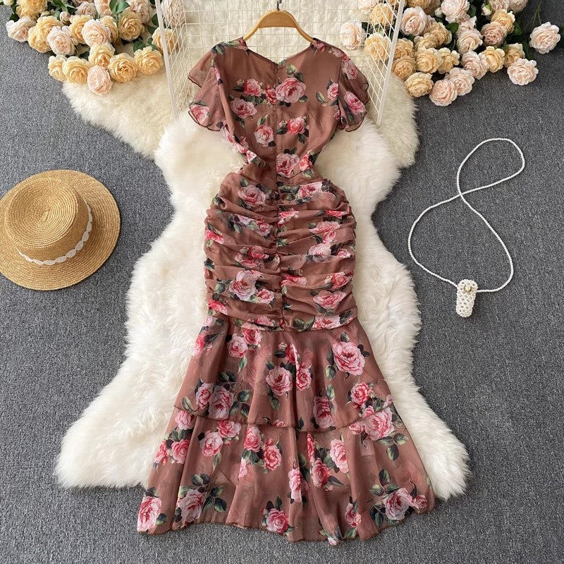 Vintage Designed Drawstring Summer Mermaid Dresses