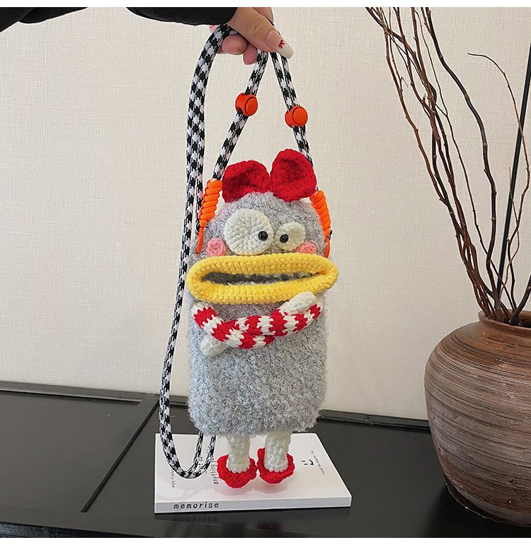 Funny Face Woven Crossbody Bag