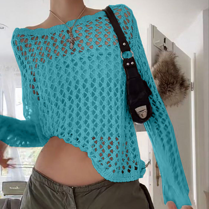 Women's Oversized Mesh Knit Sweater