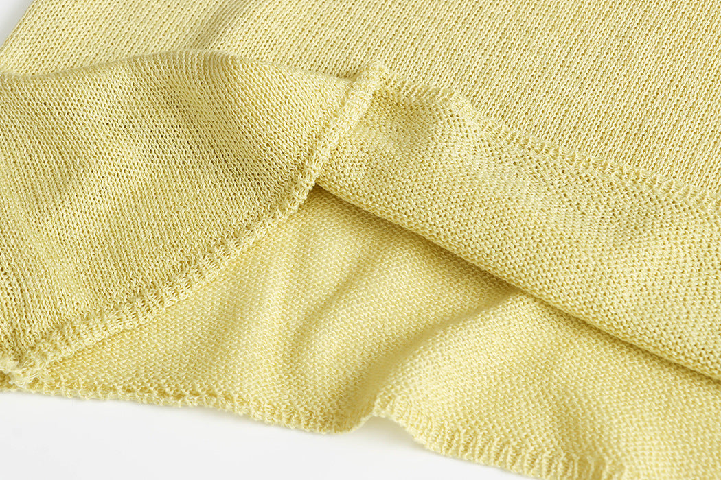 Linen-Blend Relaxed Knit Shirt Blouses