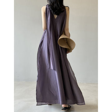 Summer Loose Women's Viscose Scarf Neckline Dress