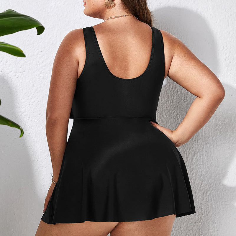 Summer Ruffled Plus Sizes Black Swimsuits