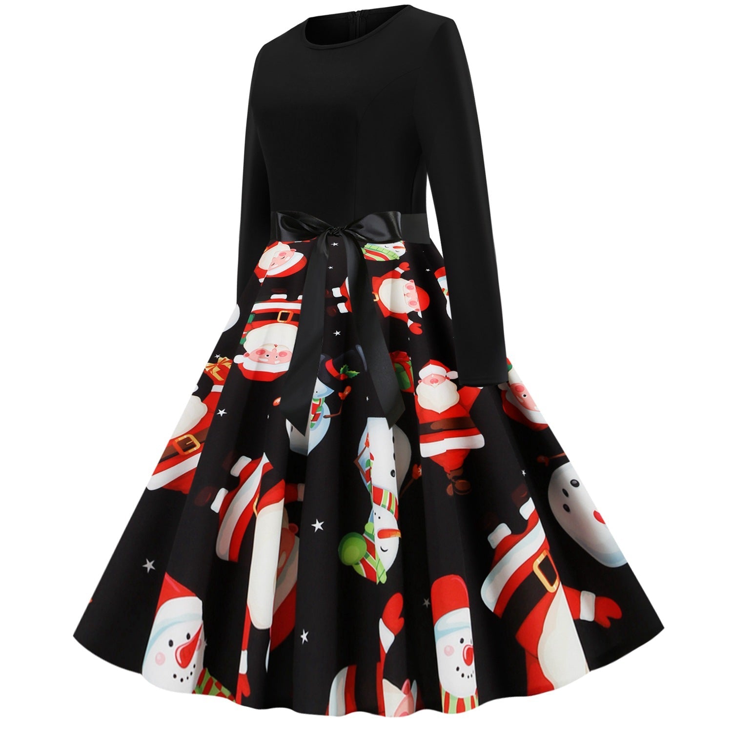 Christmas Snowman Vintage Long Sleeves Dresses-Vintage Dresses-Free Shipping at meselling99