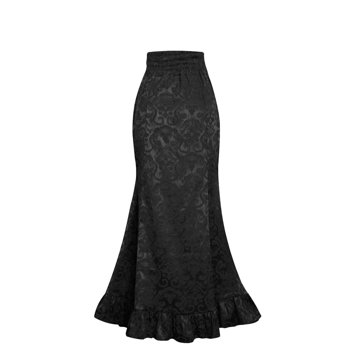 Halloween Women's Gothic Black Plus Size High-Waisted Bodycon Mermaid Maxi Skirt