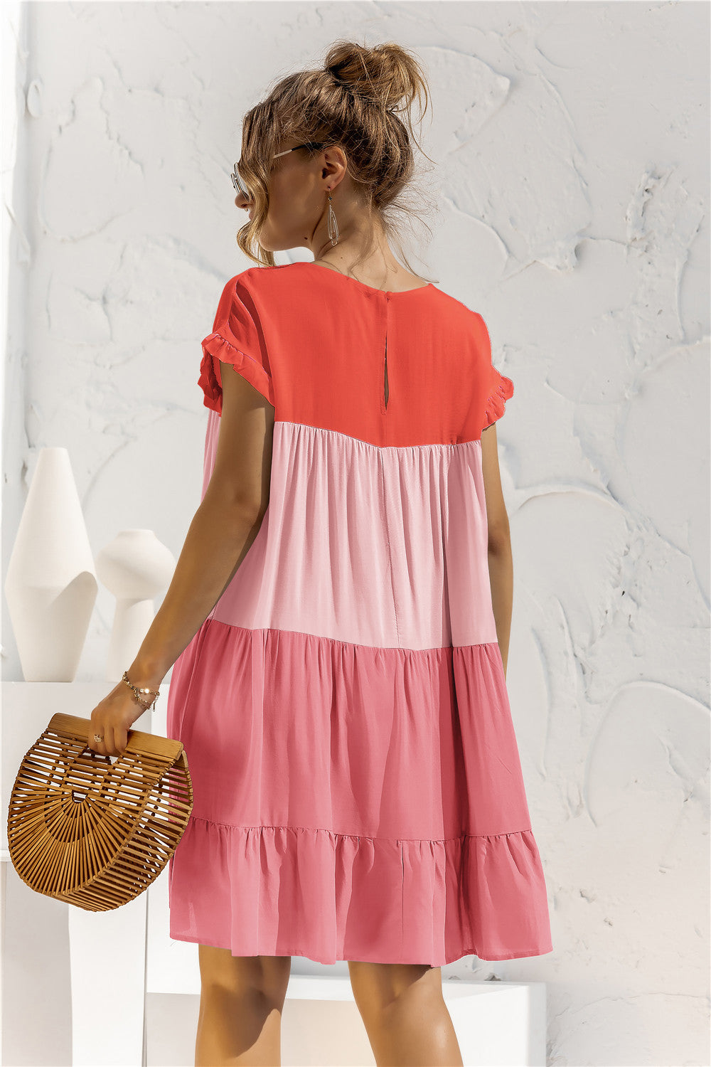 Summer Color Block Loose Fit Short Dress