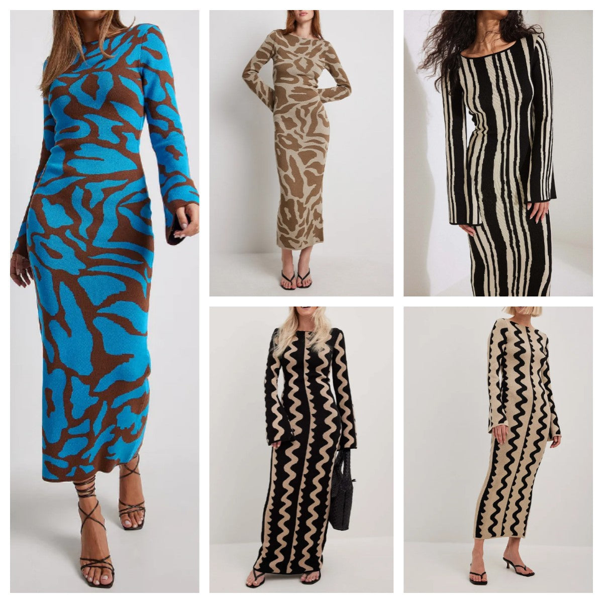 Spring Slim Fit Sweater Dress with Fashionable Print