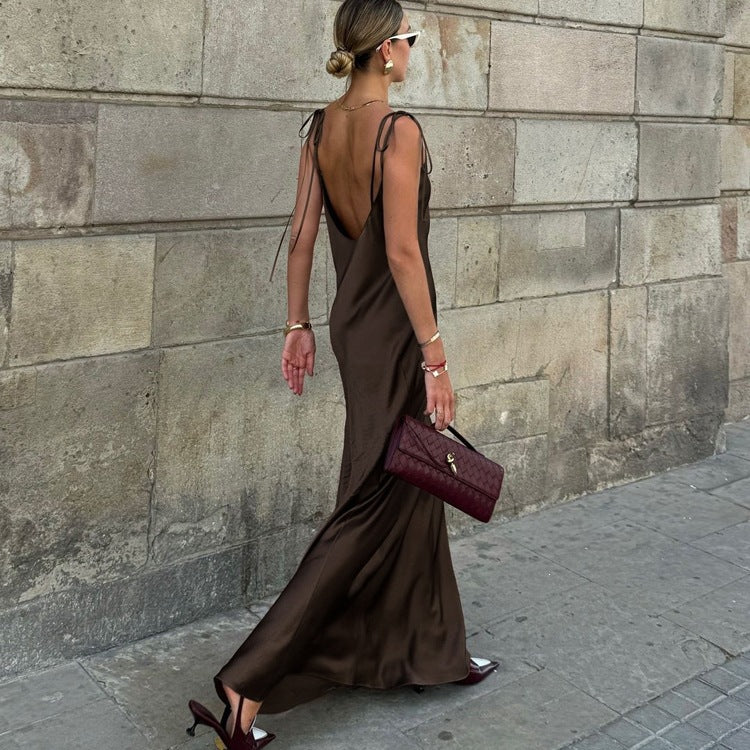 Sexy Satin Long Slip Dress