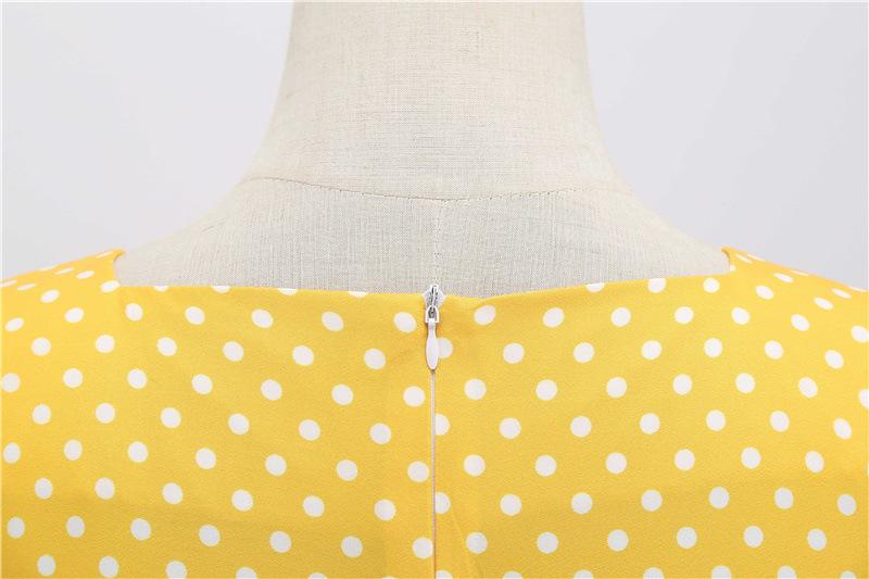 Short Sleeve Square Neckline Vintage Print Dot Dresses-Vintage Dresses-Free Shipping at meselling99