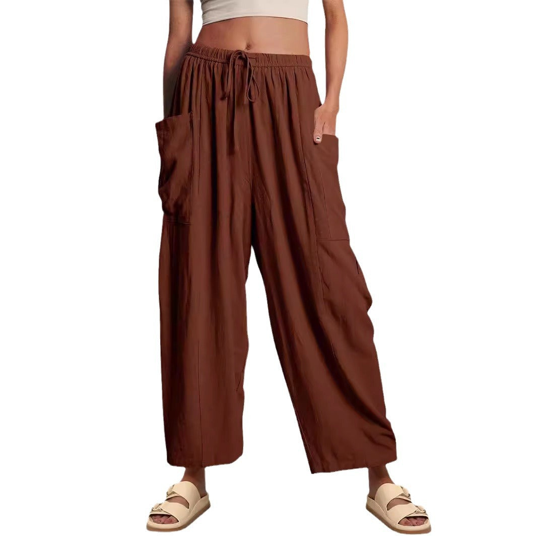 High-Waisted Wide-Leg Pants with Elastic Waist