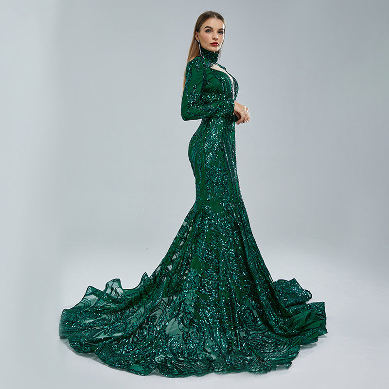 Luxury Long Sleeve High Waist Evening Dress/Wedding Dresses