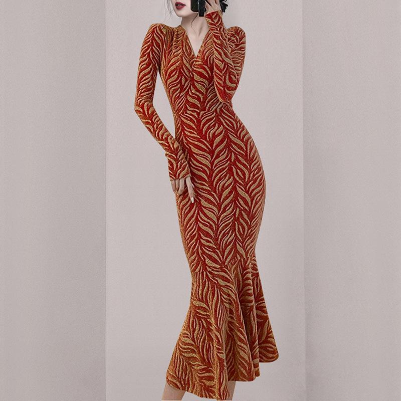 Luxury Elegant V Neck Long Mermaid Dresses-Dresses-Free Shipping at meselling99