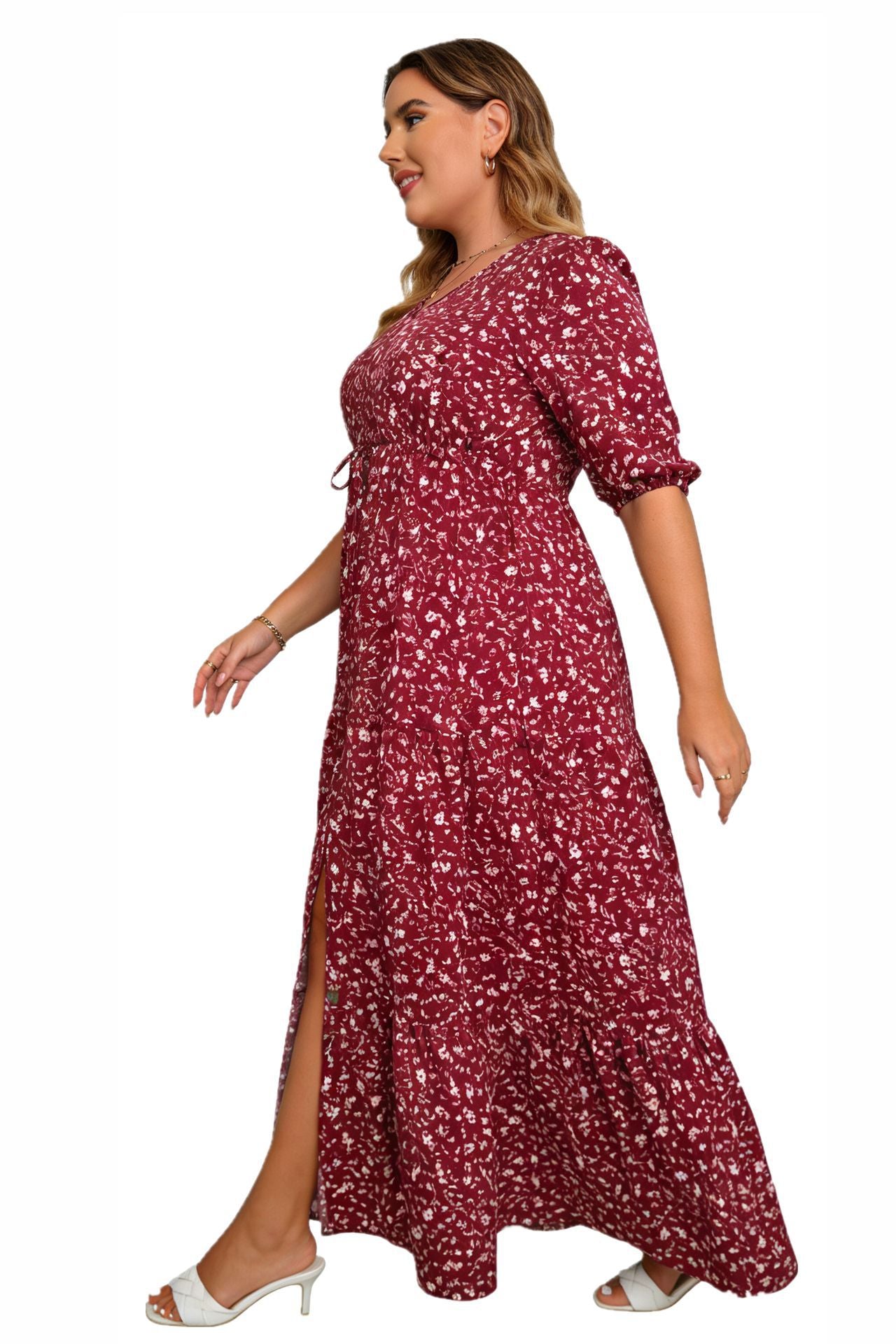 Plus Size Summer Boho Print Flowy Maxi Dress