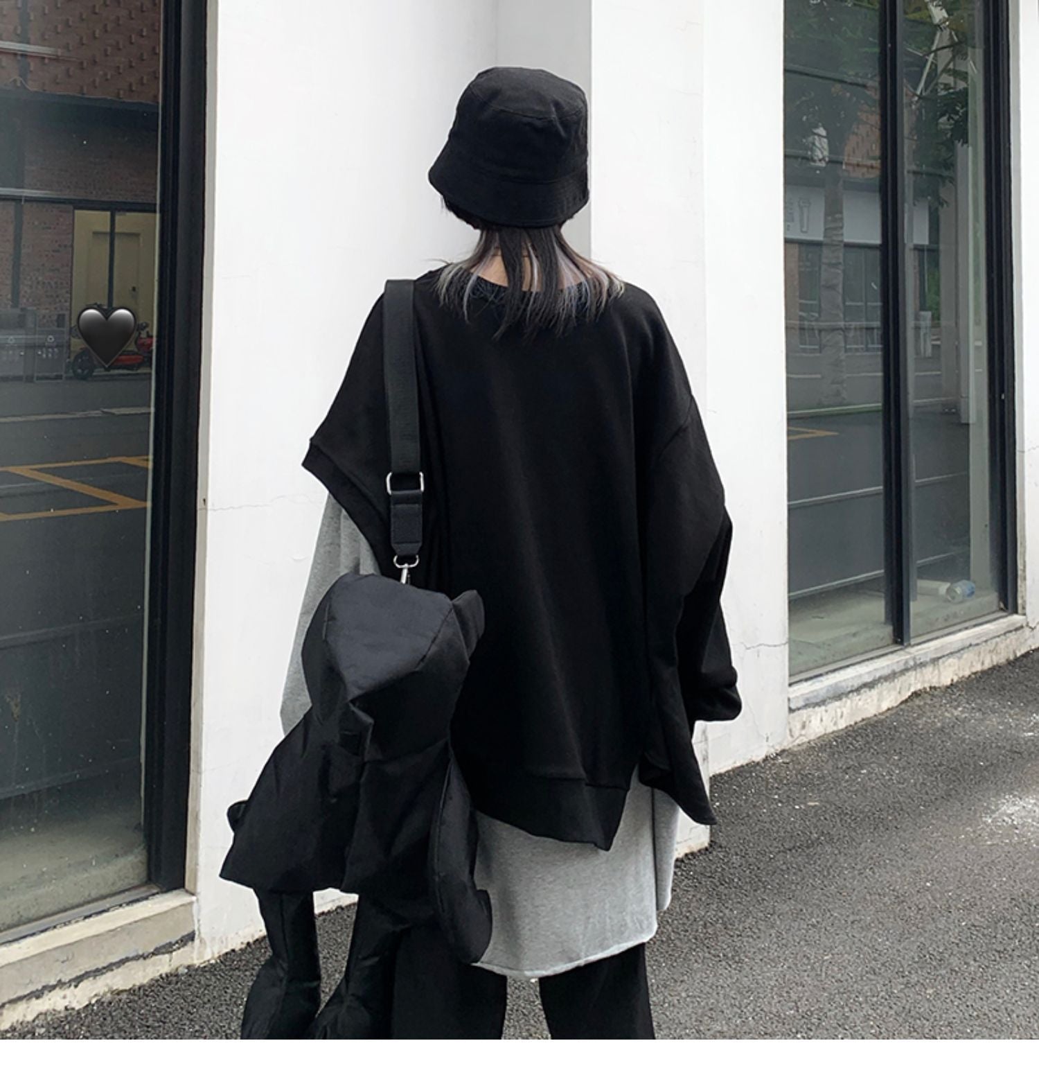 Leisure Loose Black&Gray Sweaters-STYLEGOING