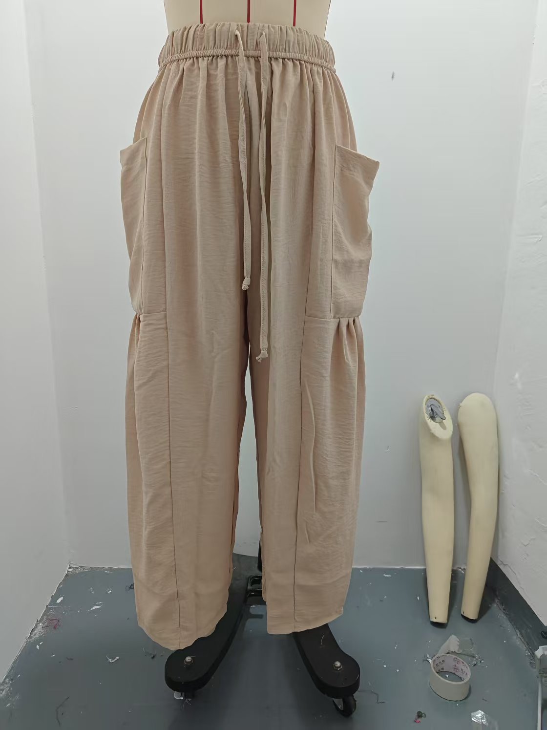 High-Waisted Wide-Leg Pants with Elastic Waist