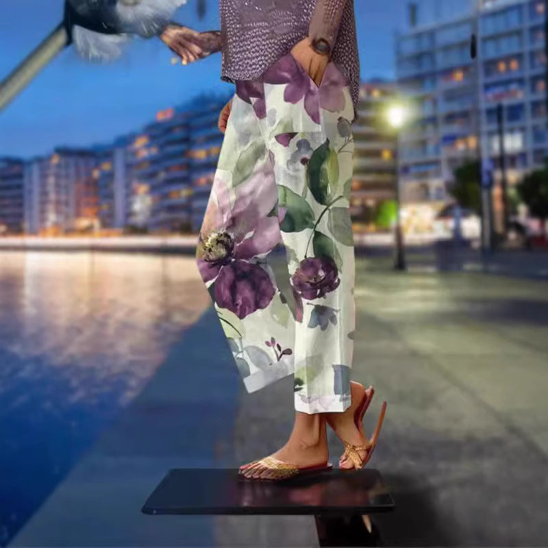 Women's Summer 3D Print Minimalist Cuffed Casual Pants