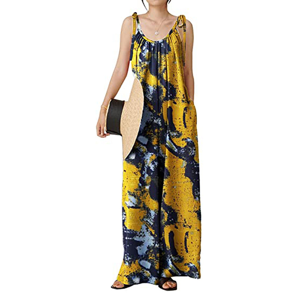 Casual Floral Print Summer Long Jumpsuits