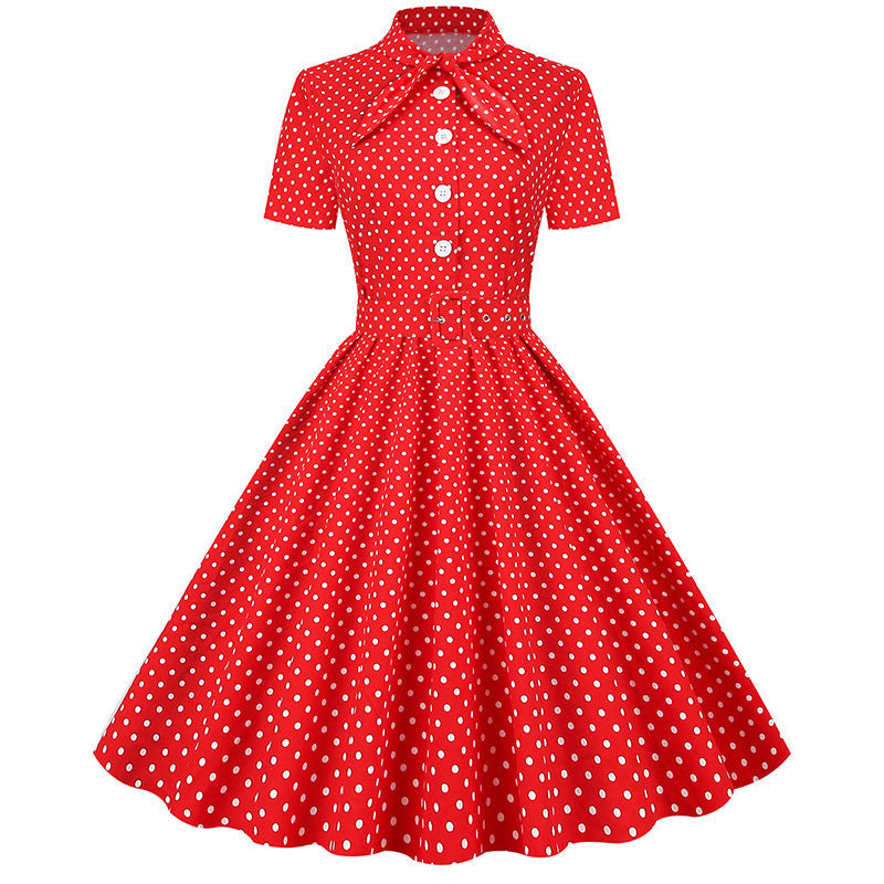 Vintage Polka Dot Short Sleeves Dresses-Dresses-Free Shipping at meselling99