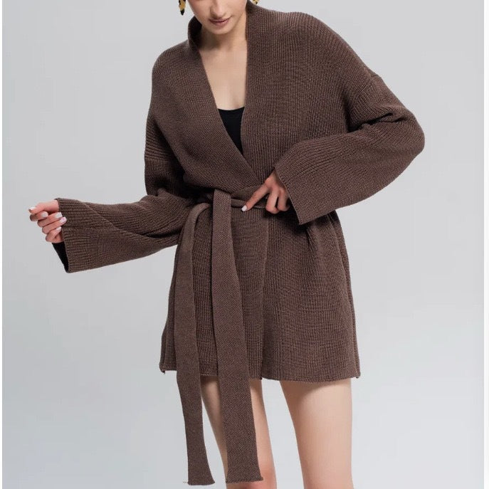 Oversized Belted Knit Cardigan | Cozy Loose Fit Open Front Sweater