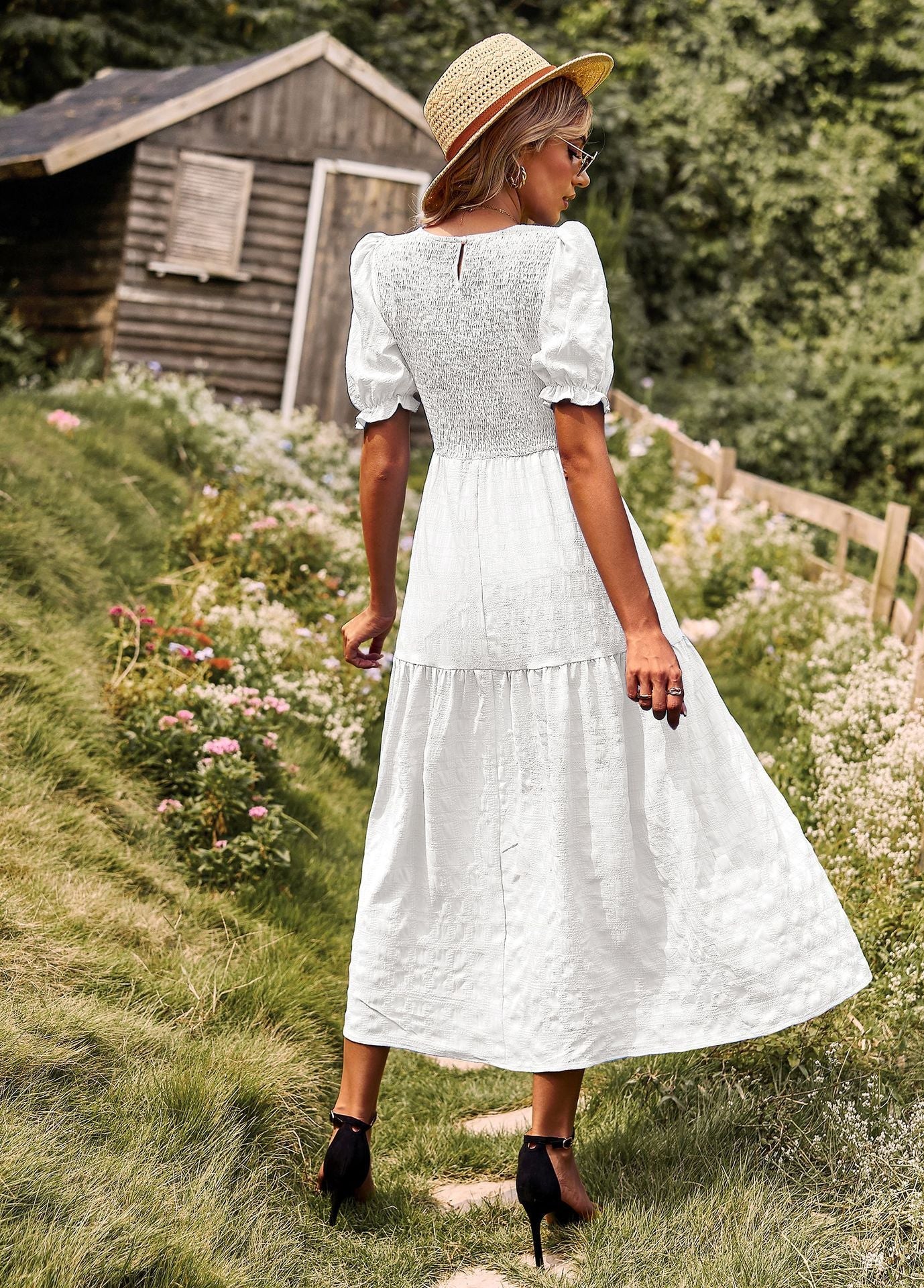 Casual Short Sleeves A Line Midi Dresses