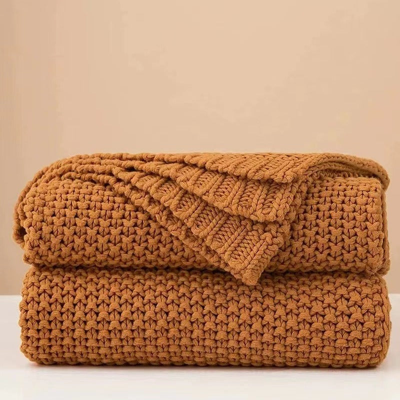 Knit Blanket – Cozy Office & Sofa Throw for AC Naps, Travel, and Home