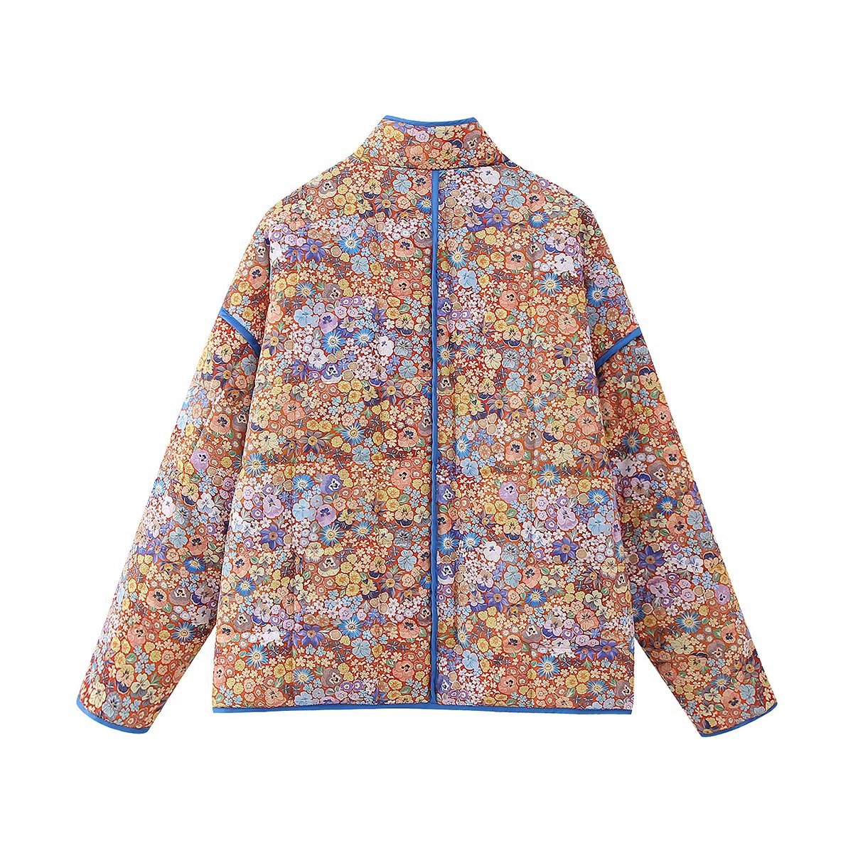Floral Print Quilted Puffer Coat - Oversized Warm Winter Jacket
