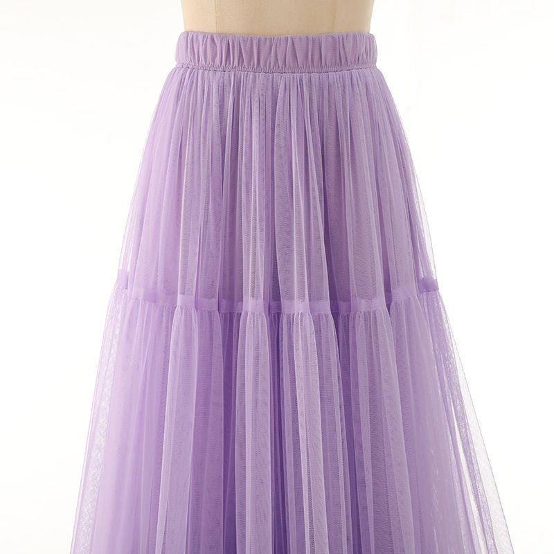 Layered Tulle Skirt with Floral Lace Trim-black-One Size-Free Shipping Leatheretro