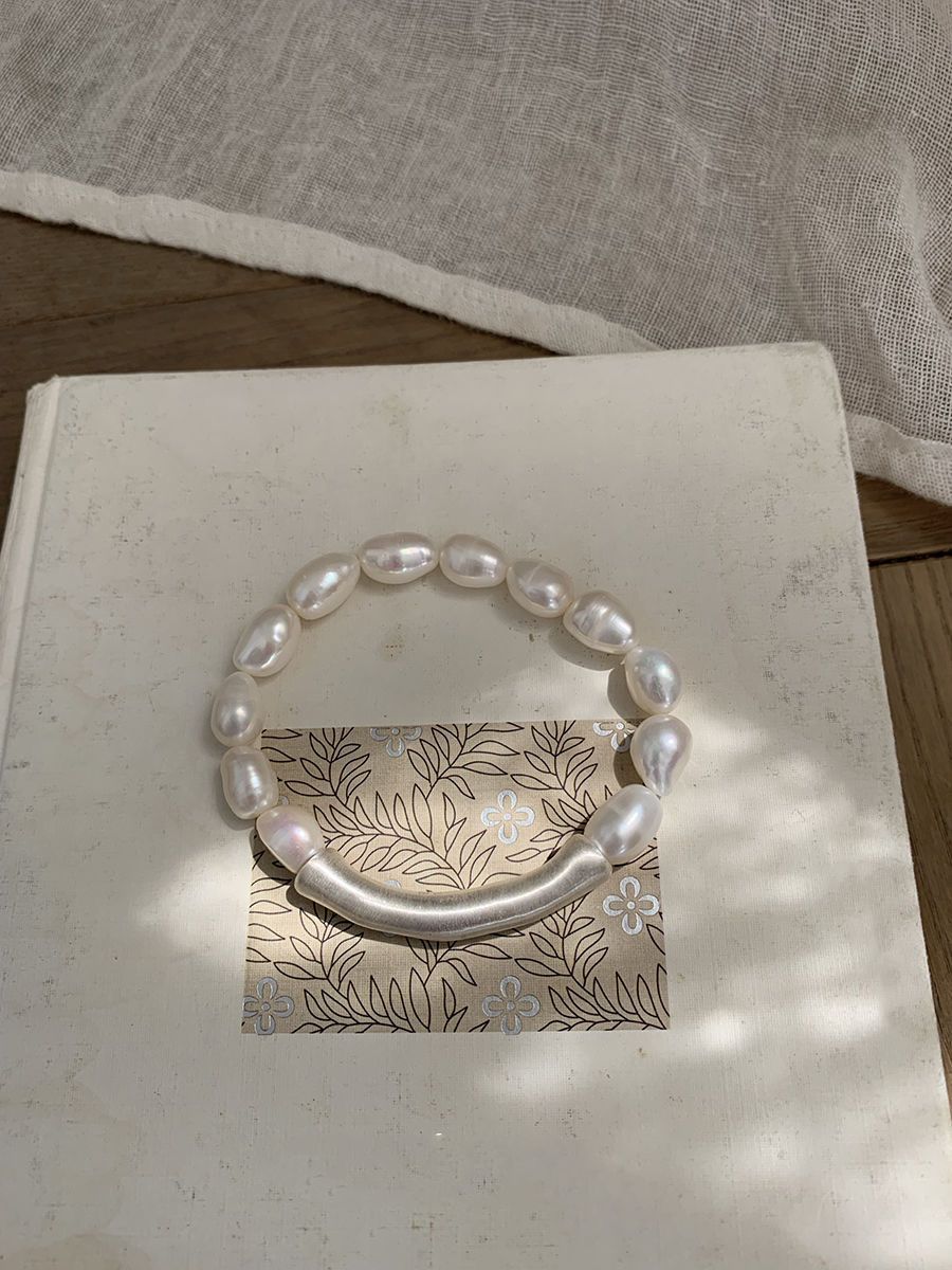 Baroque Pearl Silver Elastic Bracelet for Women