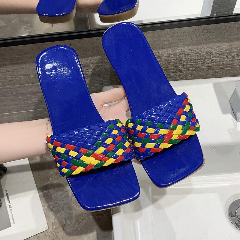 Large-size Woven Flat-bottomed Casual Beach Slippers-STYLEGOING