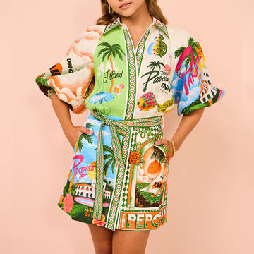 Fashion Floral Print Short Dresses