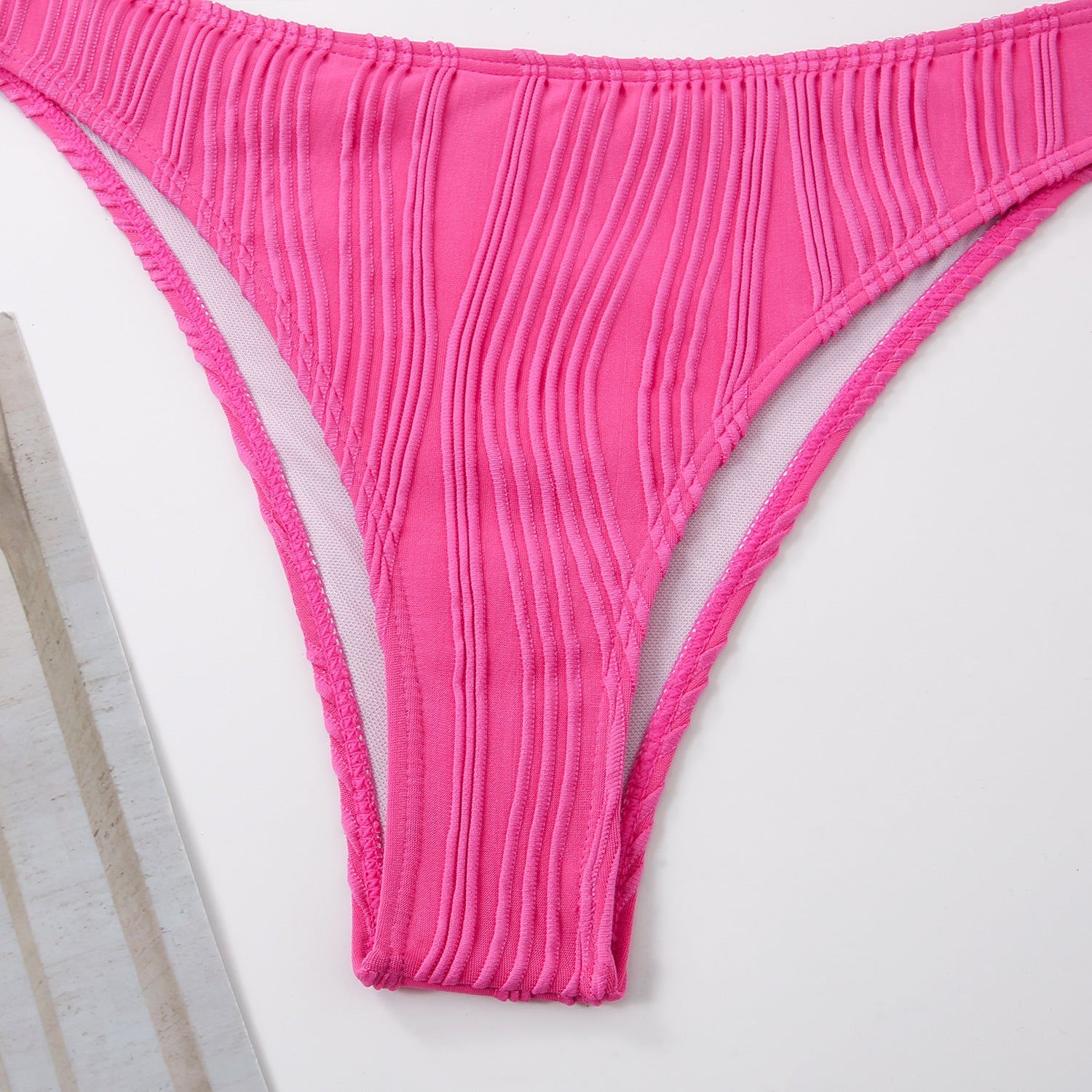 3D Striped High-Waist Two Pieces Bikini Bottom – Multicolor