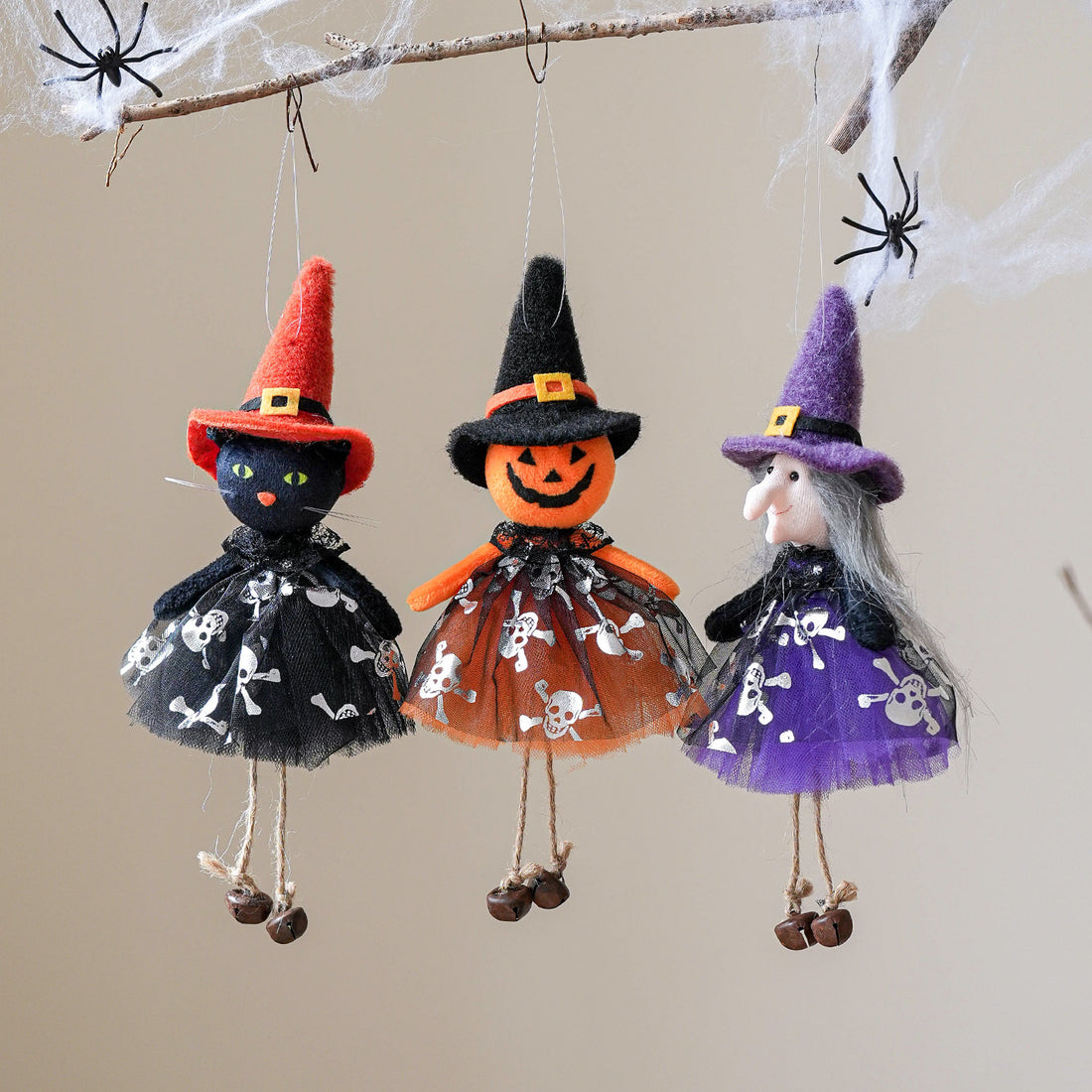 Halloween Decorations - Pumpkin, Ghost, Witch Figurine Hanging Ornaments