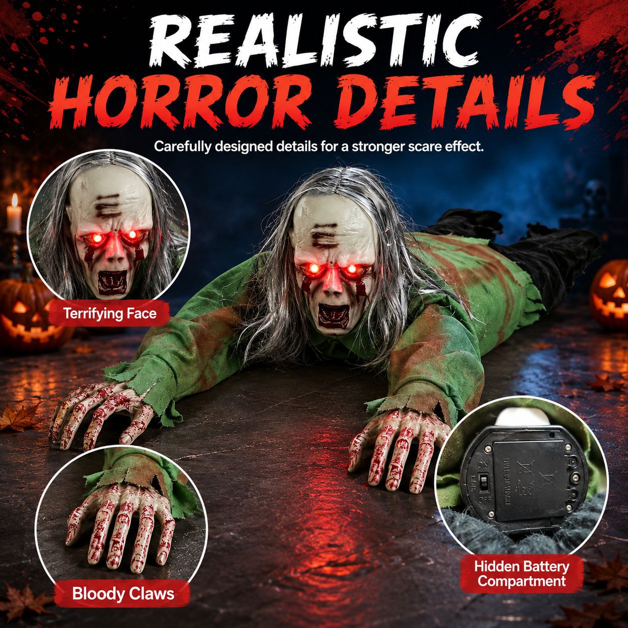 Voice-Activated Crawling Ghost Halloween Prop