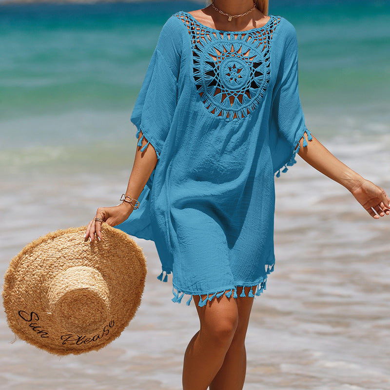 Summer Crochet Tassels Short Beach Cover Ups