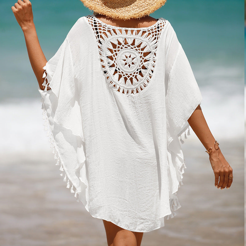 Summer Crochet Tassels Short Beach Cover Ups