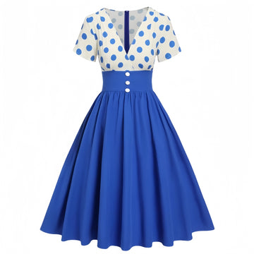 Polka Dot Contrast Panel Dress