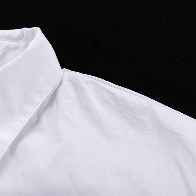 Oversized Fall White Button-Down Cotton Shirt for Women