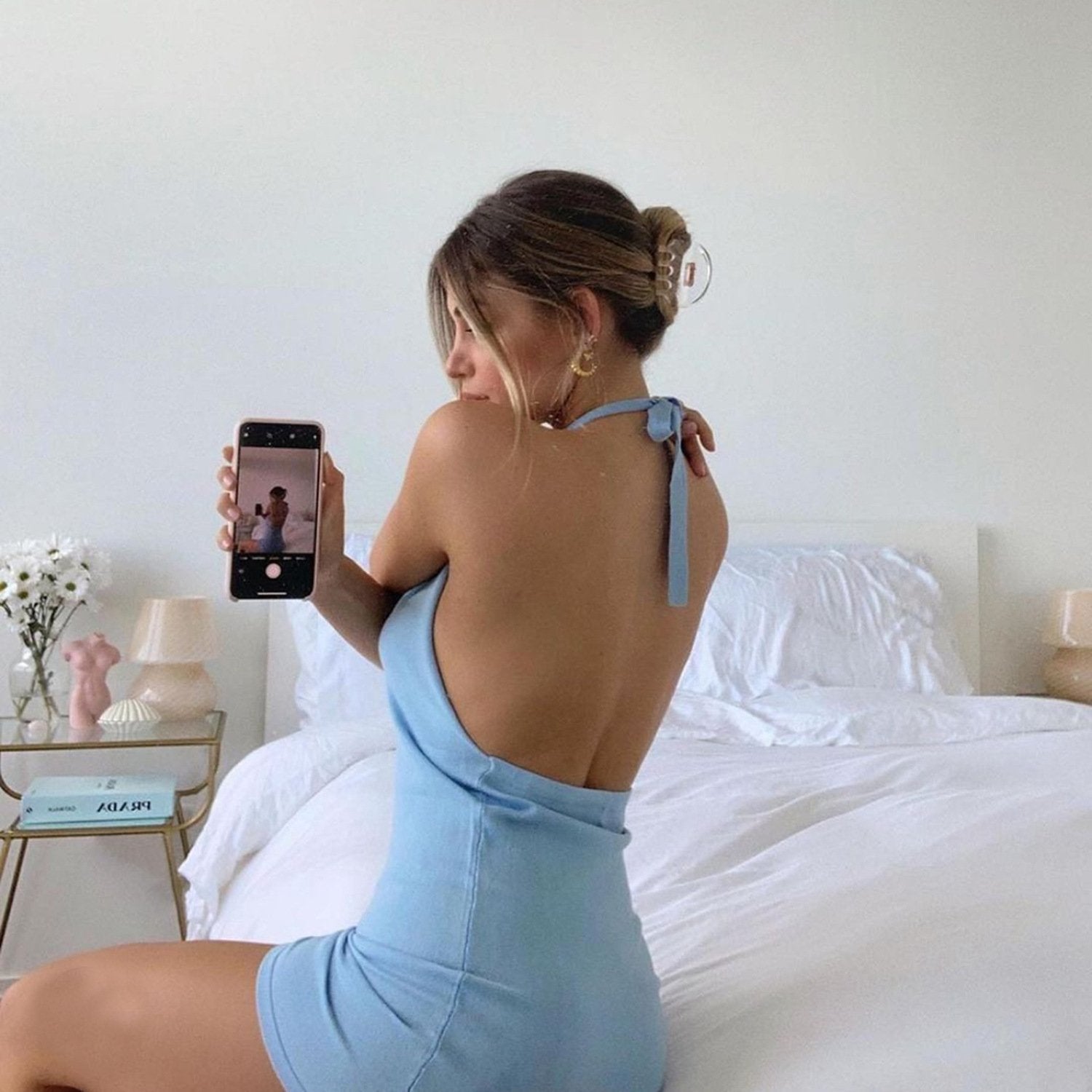 New Fashion Holiday Sheath Halter Backless Knitting Dresses-Sexy Dresses-Free Shipping at meselling99