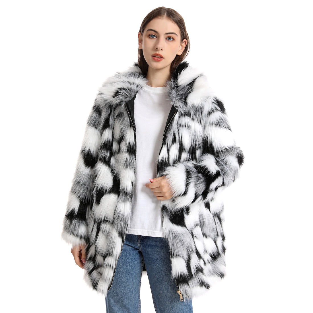 Women's Plush Long-Length Faux Fur Coat