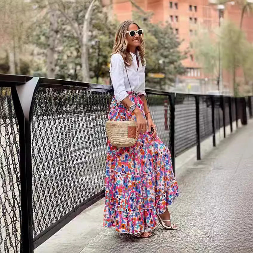 Casual Summer Floral Long Skirts for Women