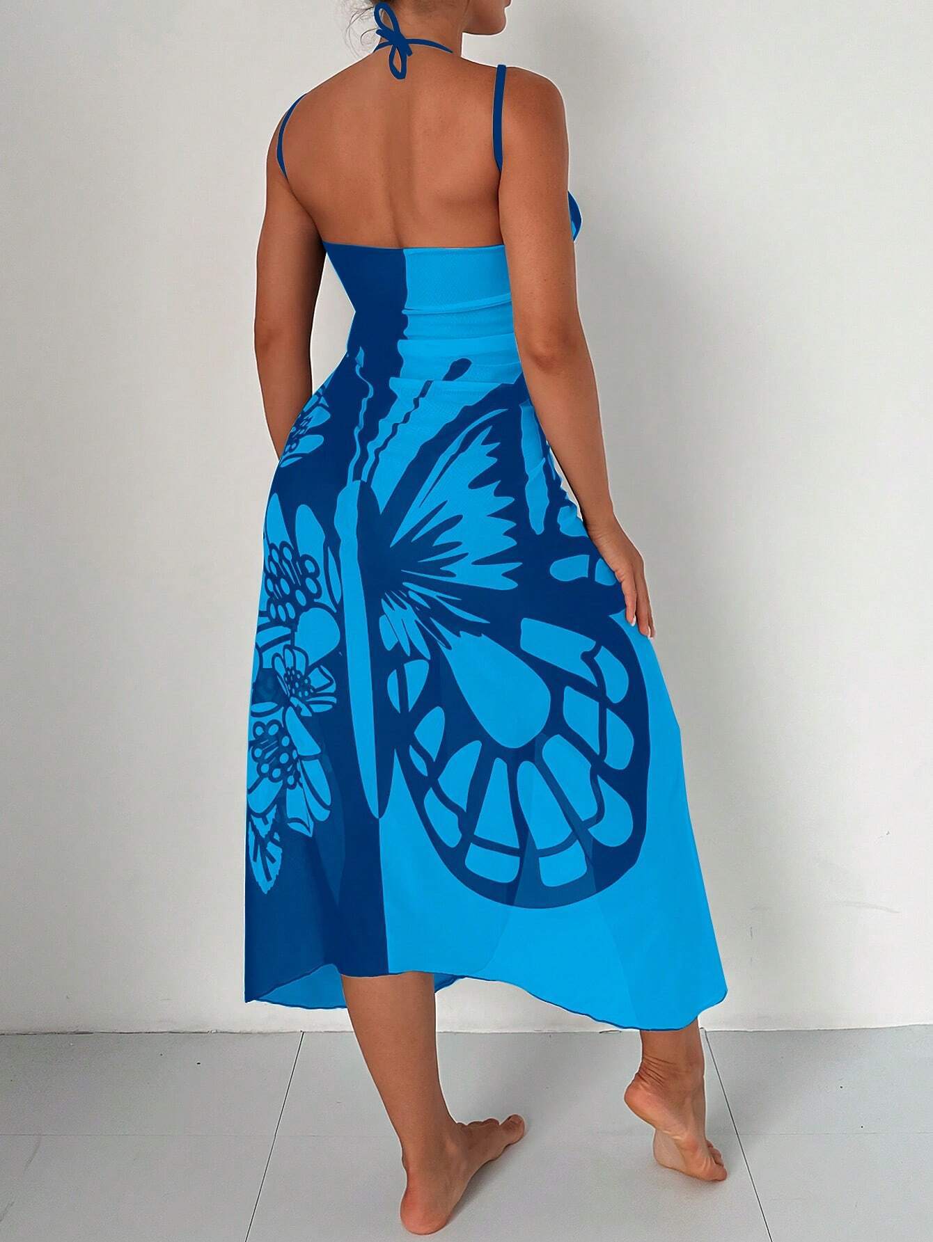 Summer Butterfly Print Beach Cover Ups