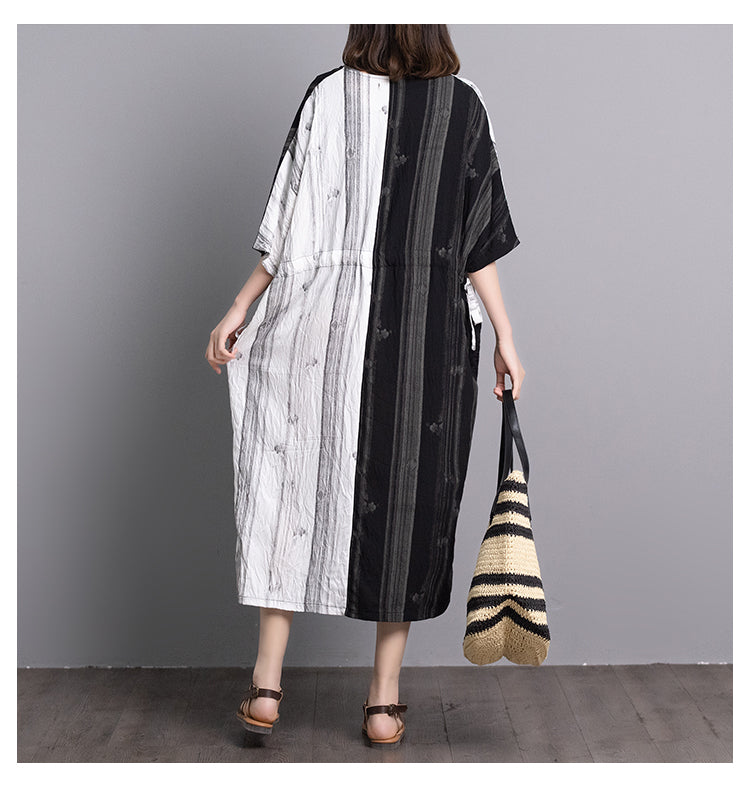 Summer Linen Plus Sizes Women Midi Dresses