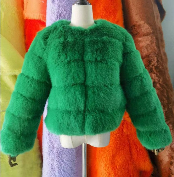 Women's Thickened Faux Fox Fur Spliced Winter Coat