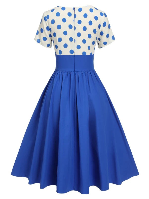 Polka Dot Contrast Panel Dress